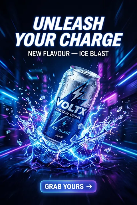 VOLTX poster — Energy drink launch