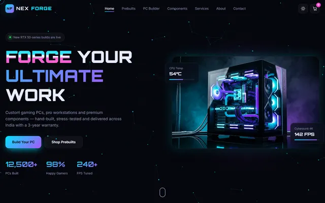 NEXFORGE — Gaming PC Store website