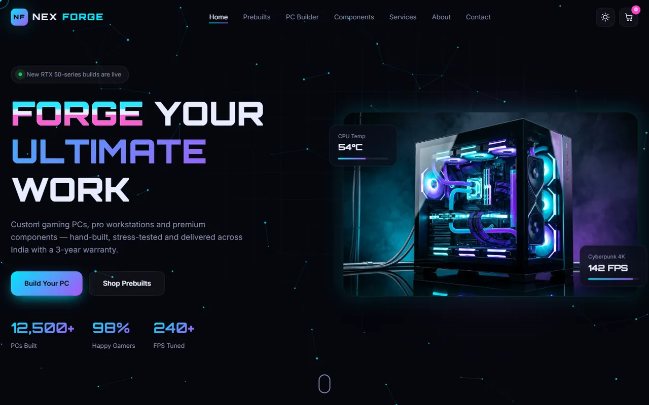 NEXFORGE website homepage