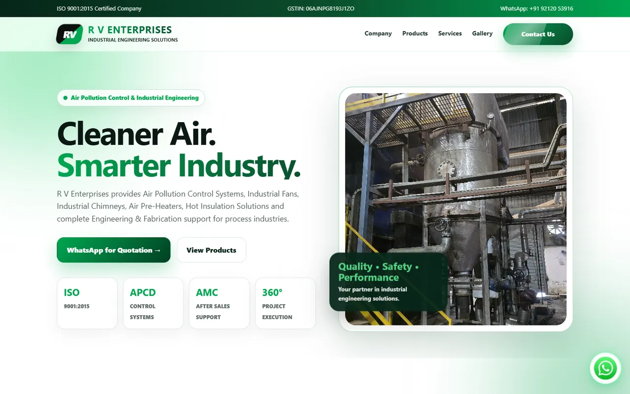 R V Enterprises website homepage